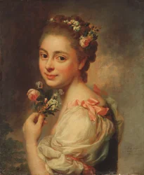 アーティストの妻の肖像、マリー・スザンヌ、1763年（キャンバスにパステル）